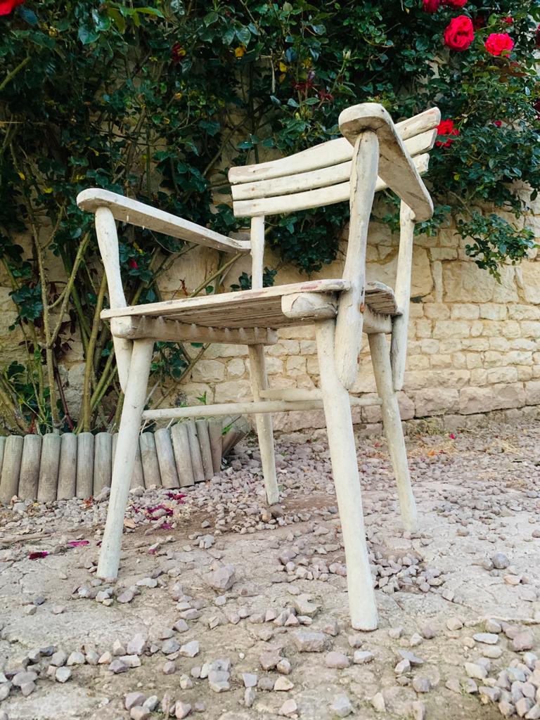 Set of garden seats: 4 armchairs and 1 chair - wooden