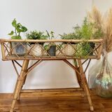 Vintage rattan planter