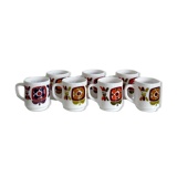 Set of 7 Arcopal coffee cups for Mobil vintage 70's