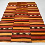 Red & Orange Ethnic Turkish Kilim Rug, 173x225Cm