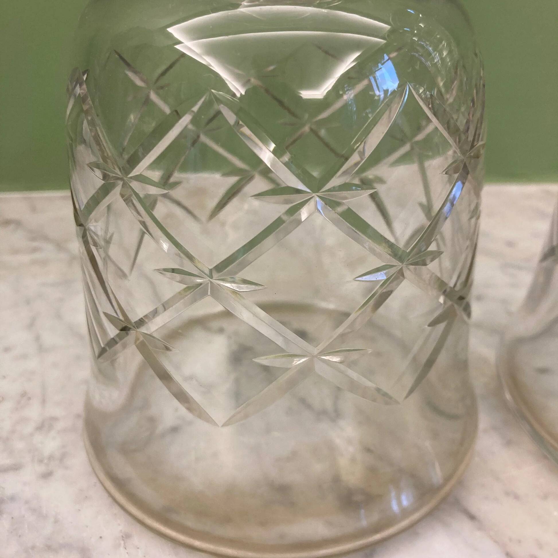 Baccarat beautiful pair of cut crystal carafes with crossed bevels | decanter