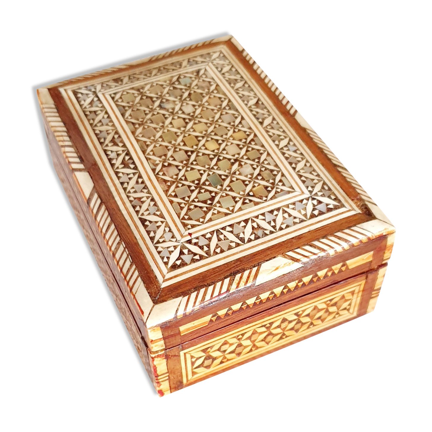 Old wooden box + mother-of-pearl