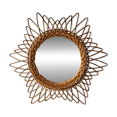 Miroir soleil en rotin