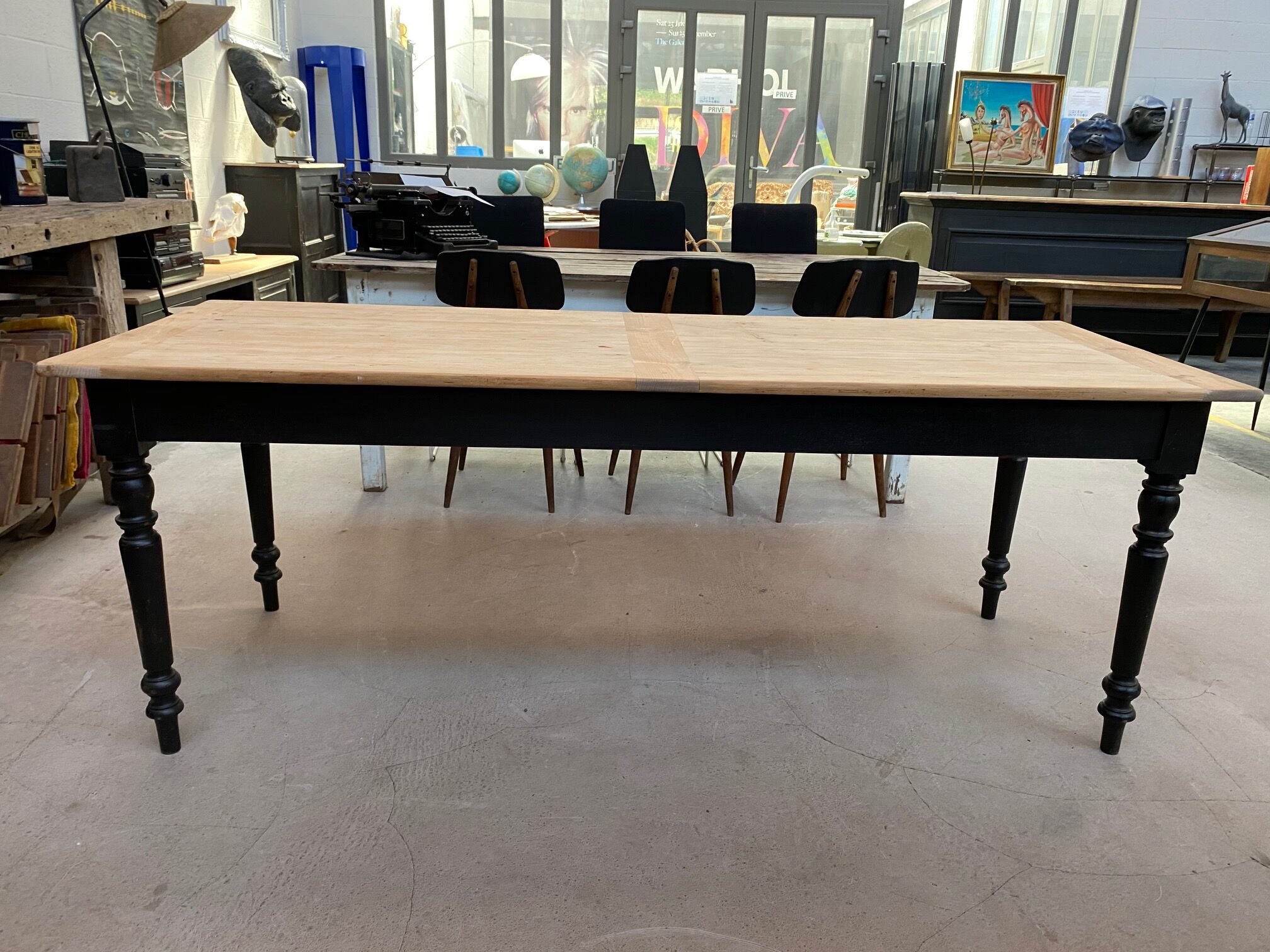 Farm table feet turned