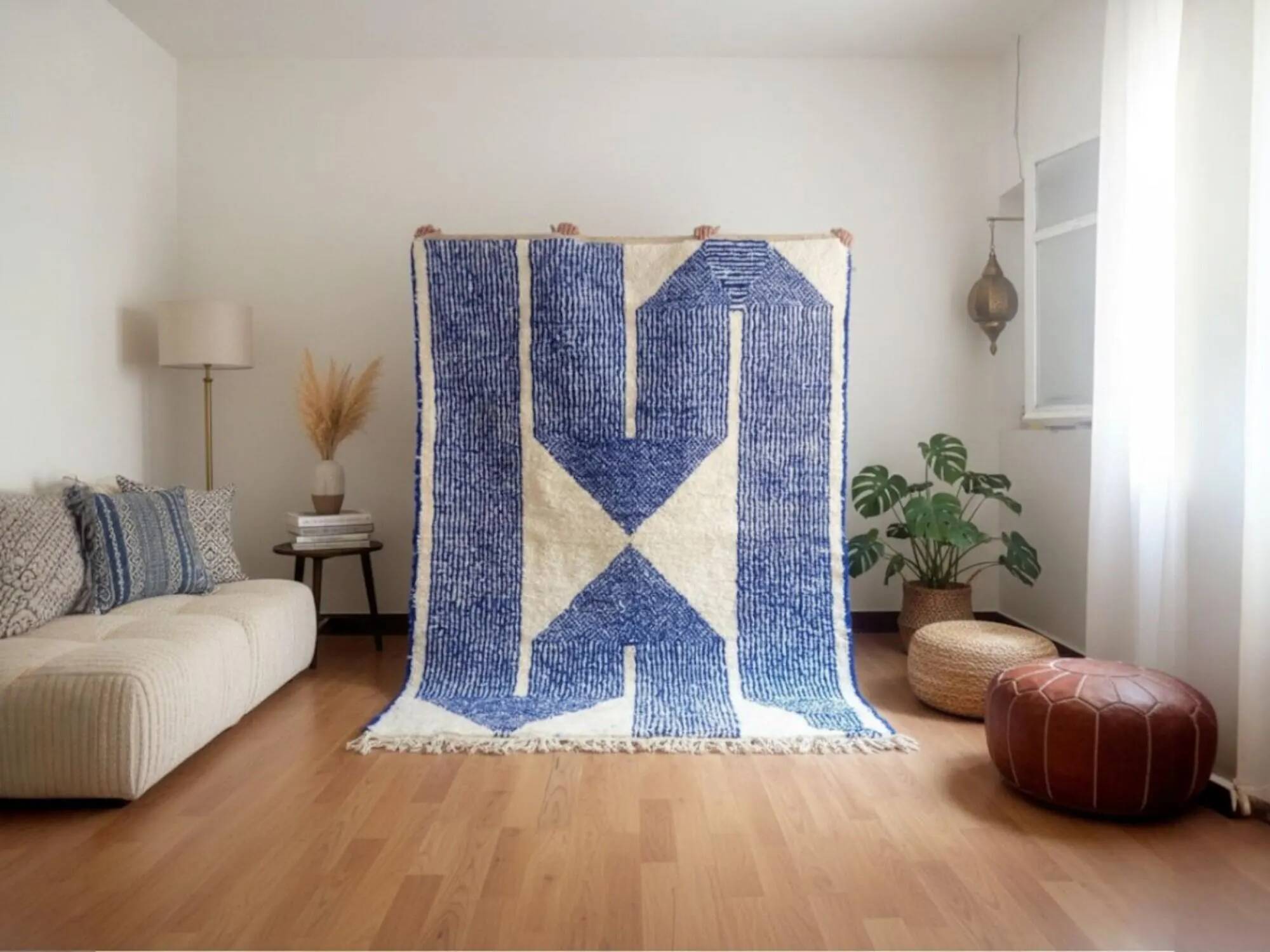 Moroccan handmade wool rug 3 x 2 m