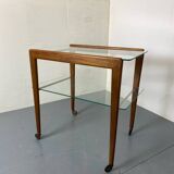 Mid-century scandinavian teak and glass trolley side table, 1950s