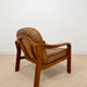 Vintage leather and wood armchair – 1970s