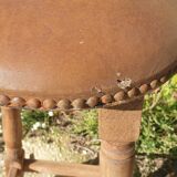 Paire de tabourets de bar, bois et simili cuir