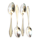 DEETJEN set of 4 silver-plated dessert spoons with a modernist scalloped design.