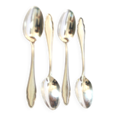 DEETJEN set of 4 silver-plated dessert spoons with a modernist scalloped design.