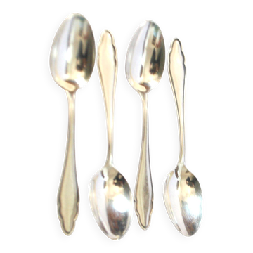 4 cuillères à dessert modernistes en métal argenté chantourné DEETJEN