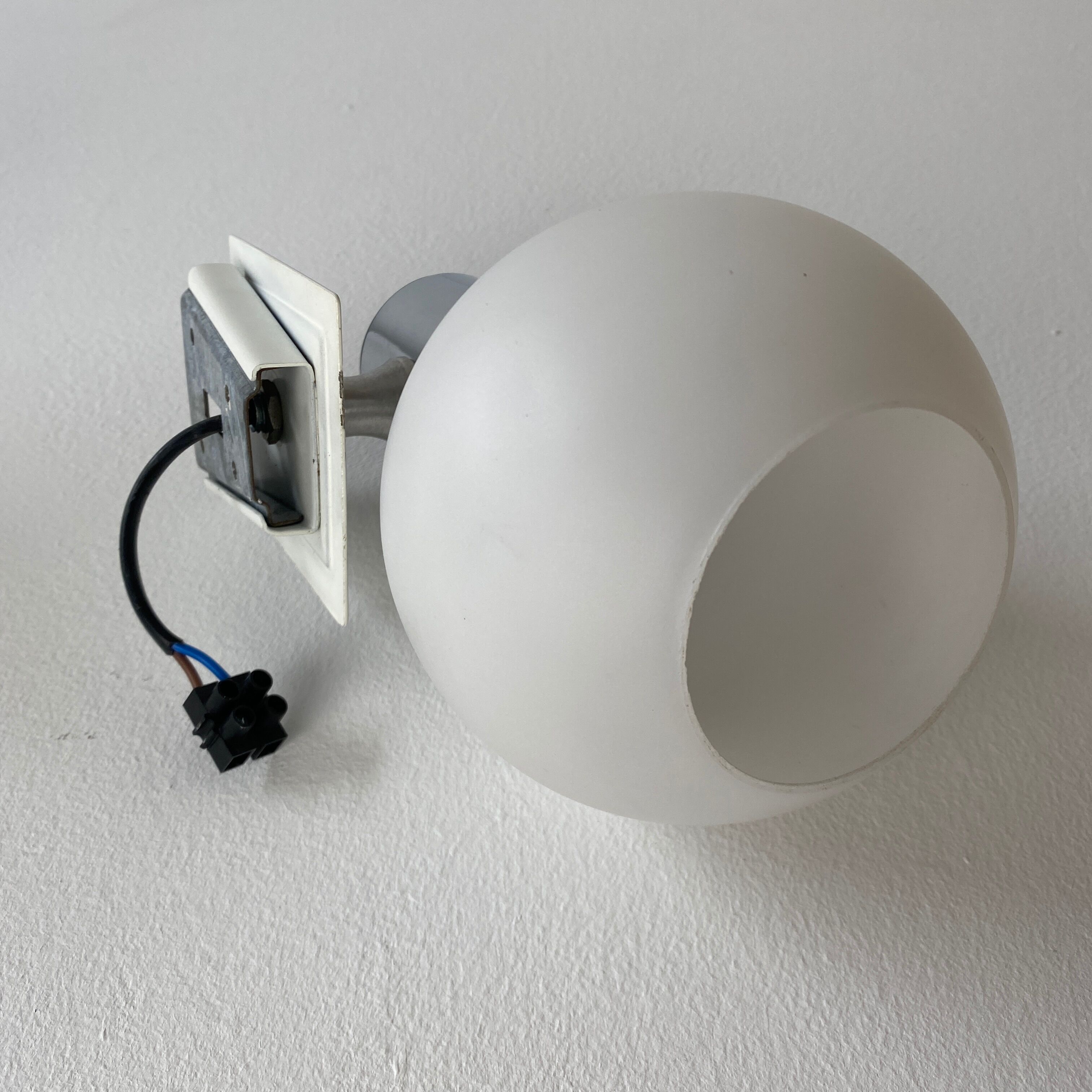 Pair of vintage opaline round wall lamps