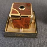 Vintage table lighter "Cube" Royal Bob – Wood Burl & Gold Finish