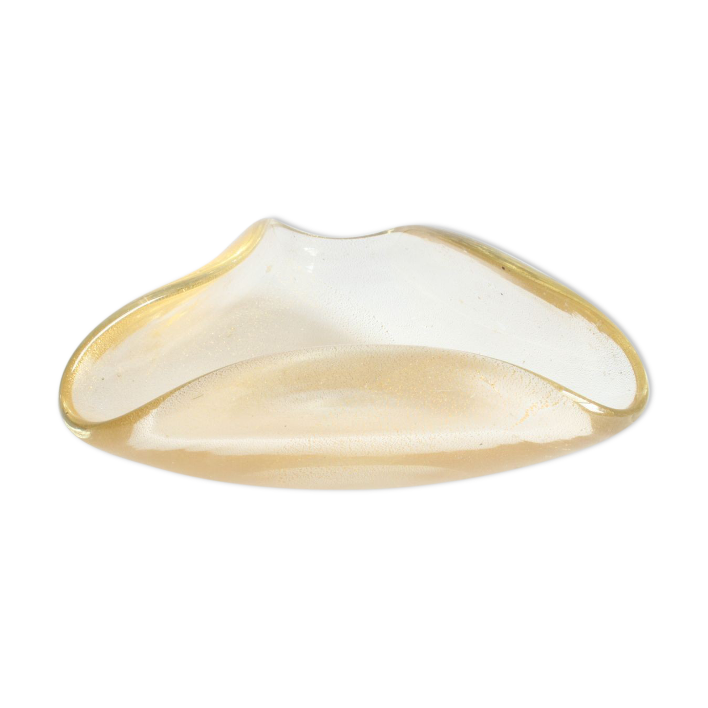 Triangular gold flecked Murano glass vide-poche bowl, Italy 1970s.