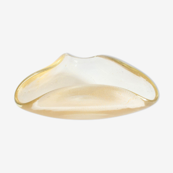 Triangular gold flecked Murano glass vide-poche bowl, Italy 1970s.