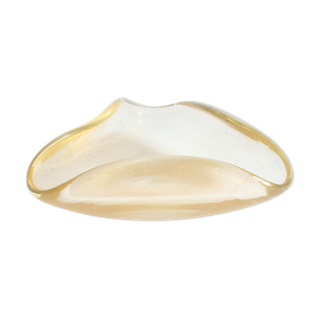 Triangular gold flecked Murano glass vide-poche bowl, Italy 1970s.