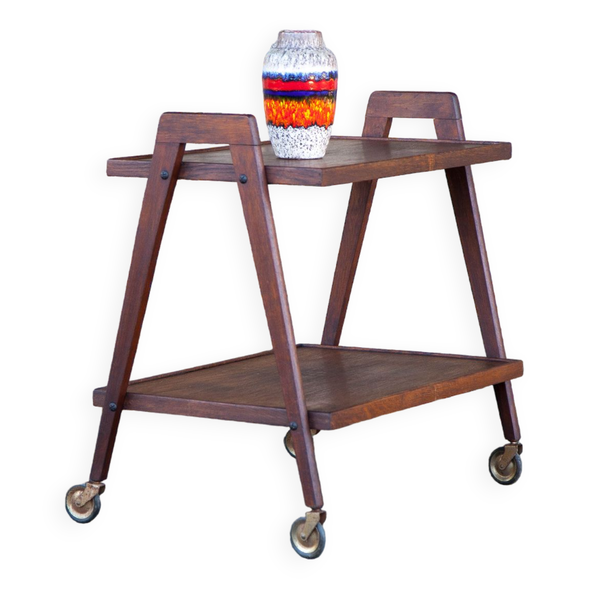 Vintage wooden serving trolley