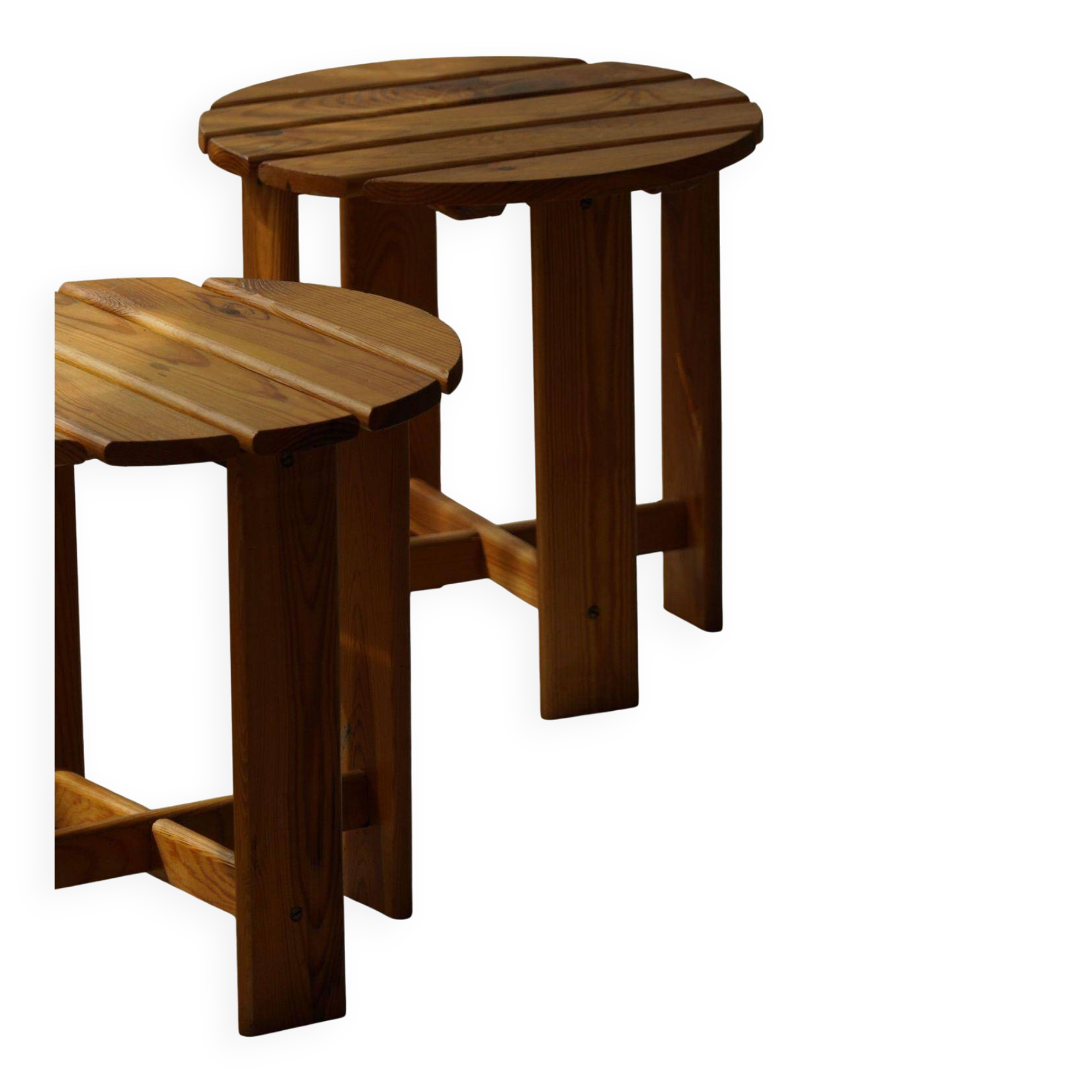 Pair of pine stools by a Swedish cabinetmaker, mid-century, 1960s.