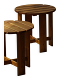 Pair of pine stools by a Swedish cabinetmaker, mid-century, 1960s.