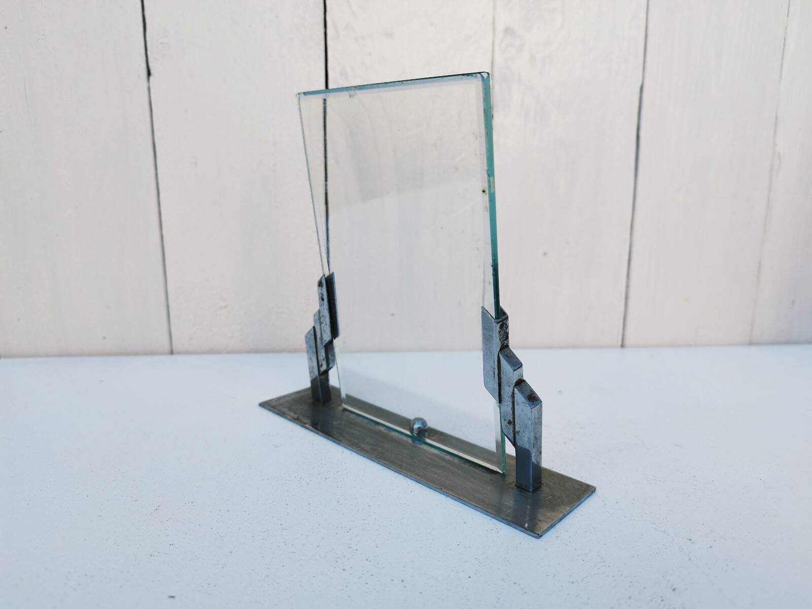 Art deco photo frame Silver metal Vintage