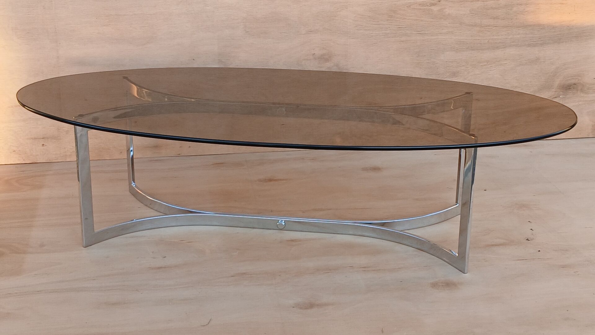 Glass and chrome coffee table from the 1970s.