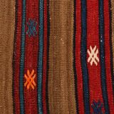 Pinstriped Pattern Red Brown Vintage Kilim Rug, 154x246Cm