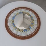 Round curved mirror vintage Scandinavian
