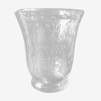 Vase Daum années 30 en verre bullé