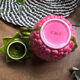 Raspberry slip teapot