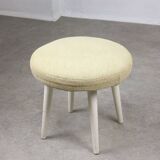 Tabouret vintage italien en tissu beige, années 80