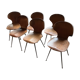 Lot de 6 chaises Lulli bois et métal par Carlo Ratti Italie années 50