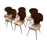Set of 6 Lulli wood and metal chairs by Carlo Ratti, Italy 50s
