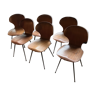 Set of 6 Lulli wood and metal chairs by Carlo Ratti, Italy 50s