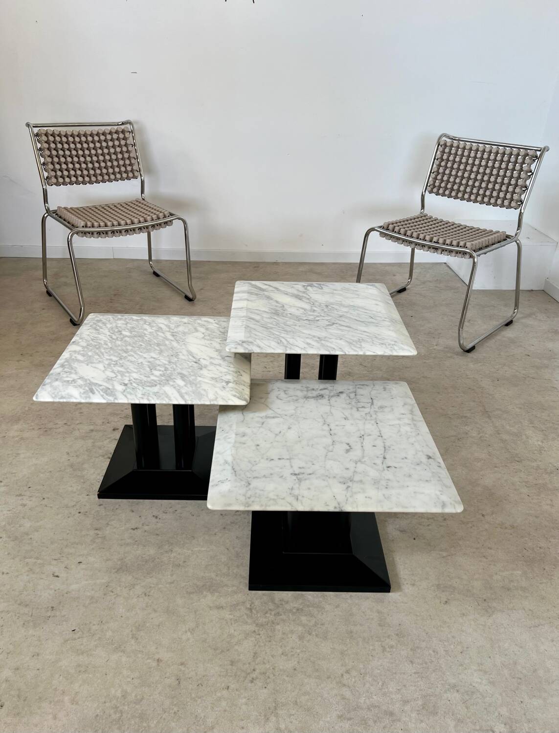 Italian design nesting marble coffee table set from the 70s vintage