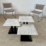 Italian design nesting marble coffee table set from the 70s vintage