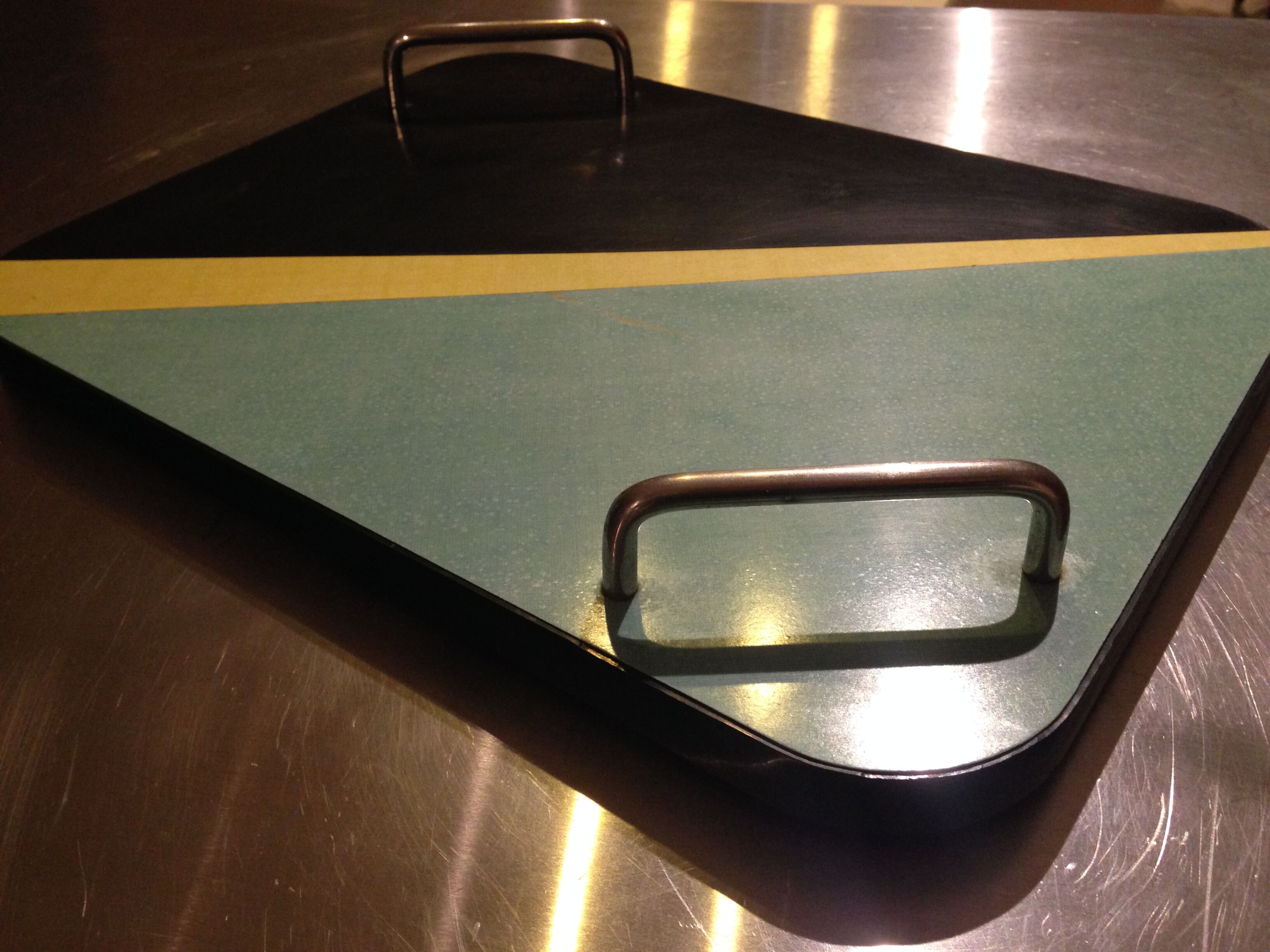 Tray vintage year 59 in formica yellow, blue and black
