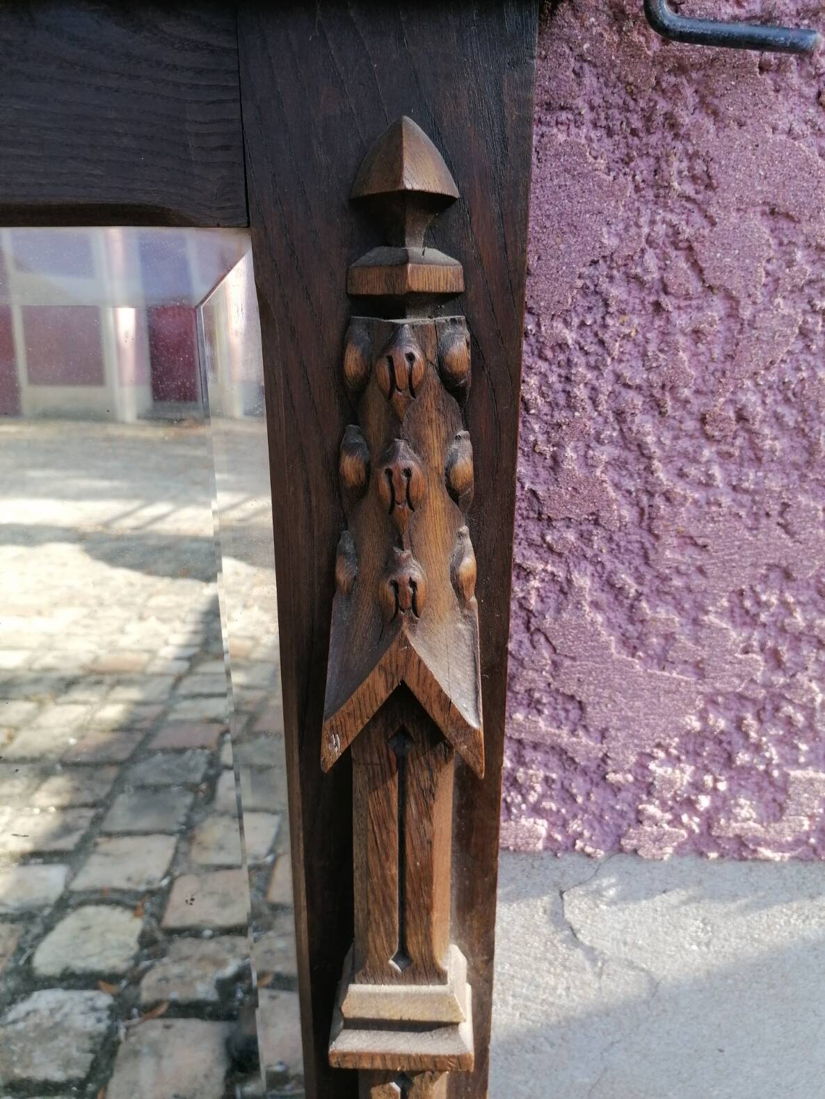 Rustic and Gothic beveled mirror