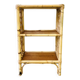 Wall shelf blond wood, bamboo, vintage rattan