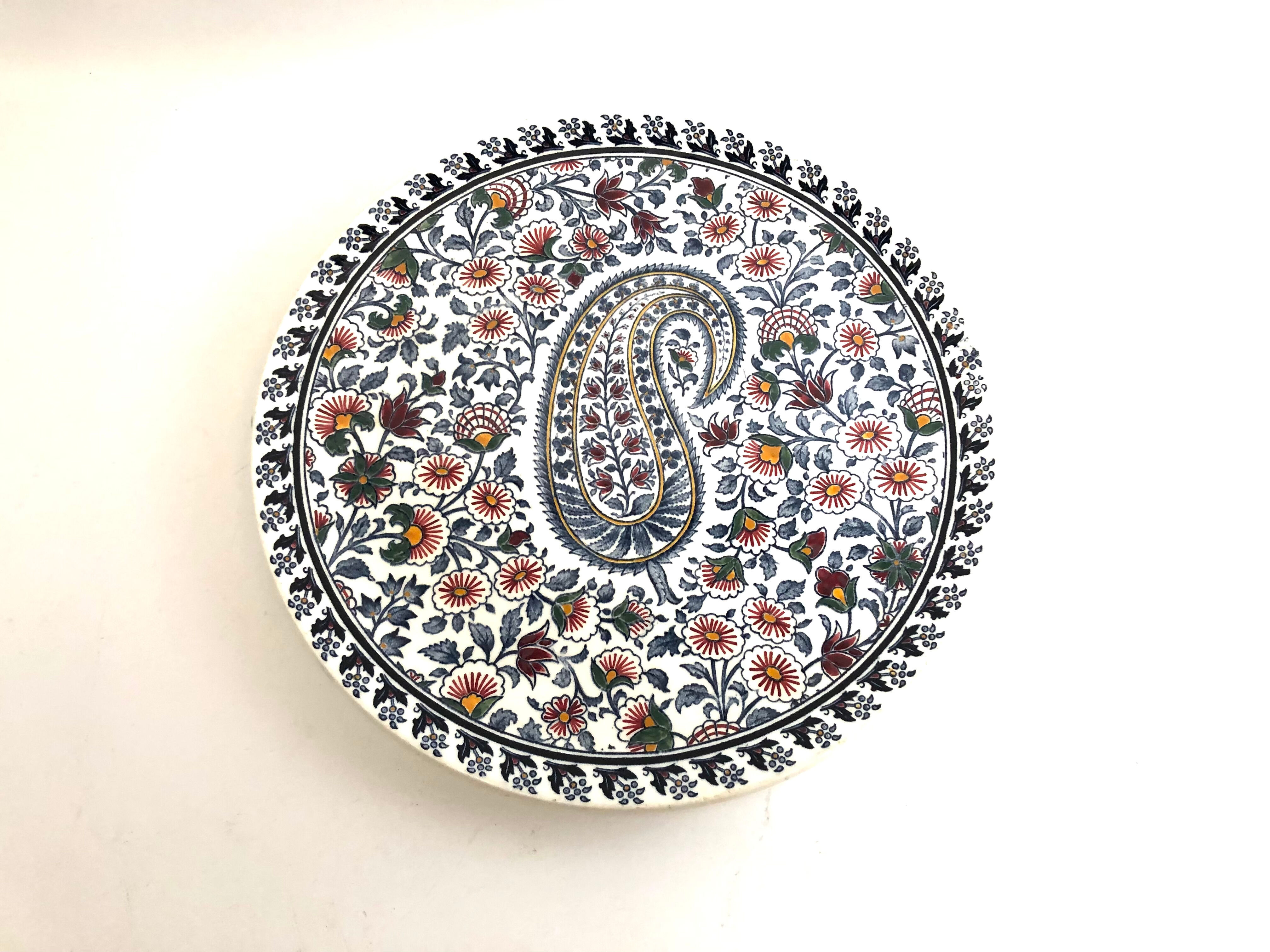 Round dish Gien decoration bothée or cashmere 26cm for pie and cake