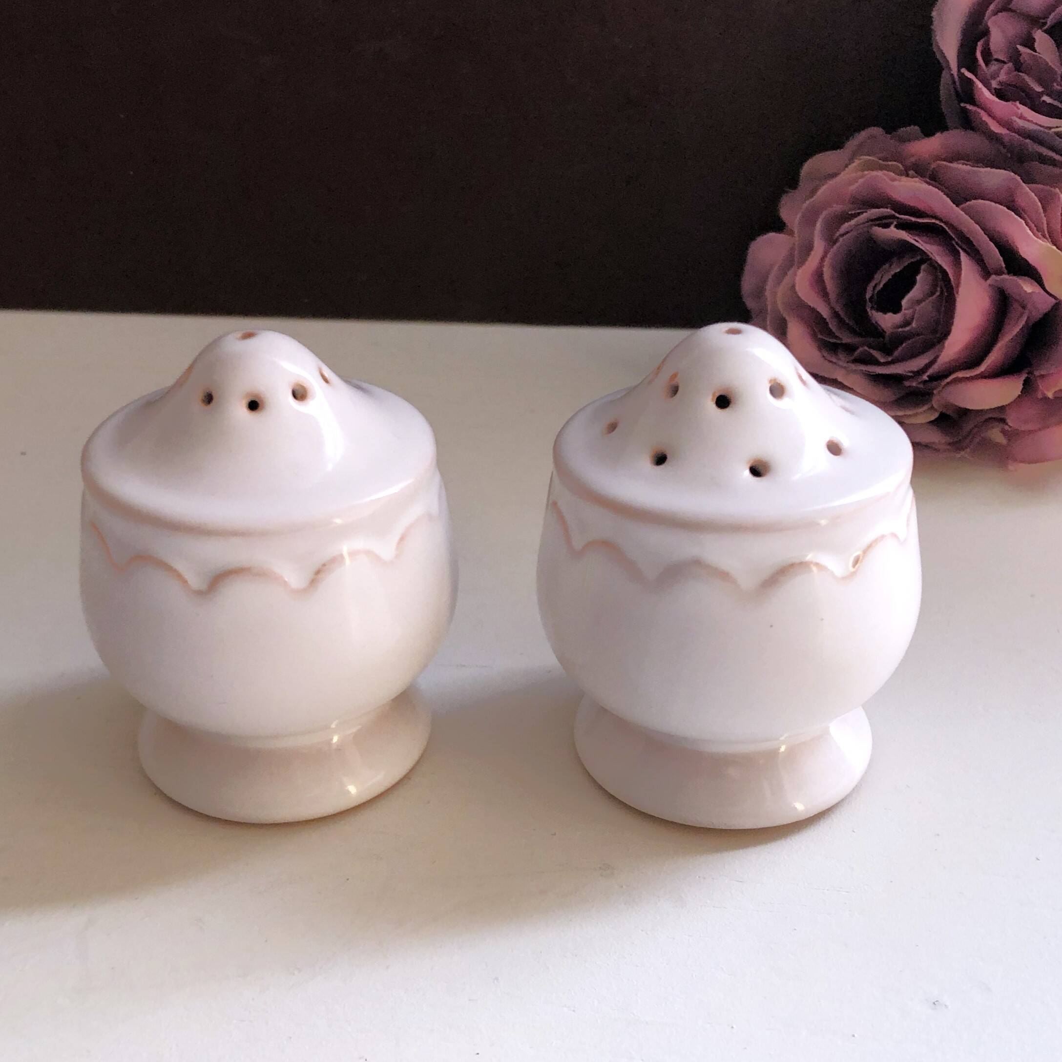 Vintage porcelain salt and pepper shaker duo