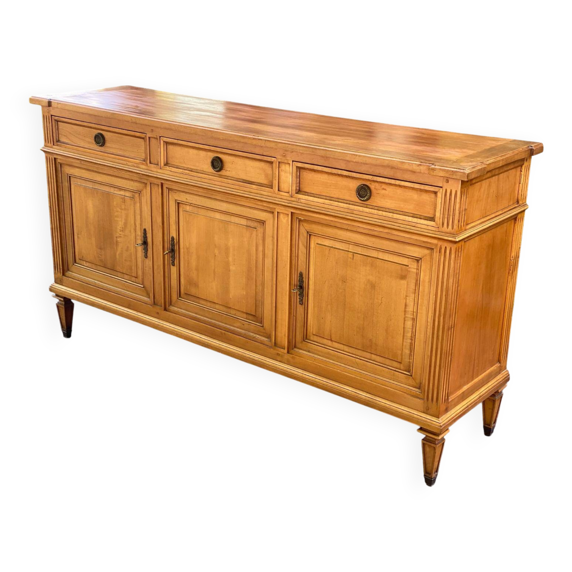 Louis XVI solid oak sideboard with 3 doors and 3 drawers, 175 cm