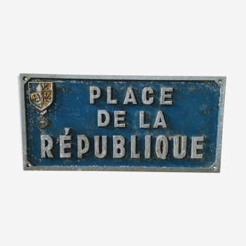 Plaque de place de la République années 50 (Mantes la Jolie)