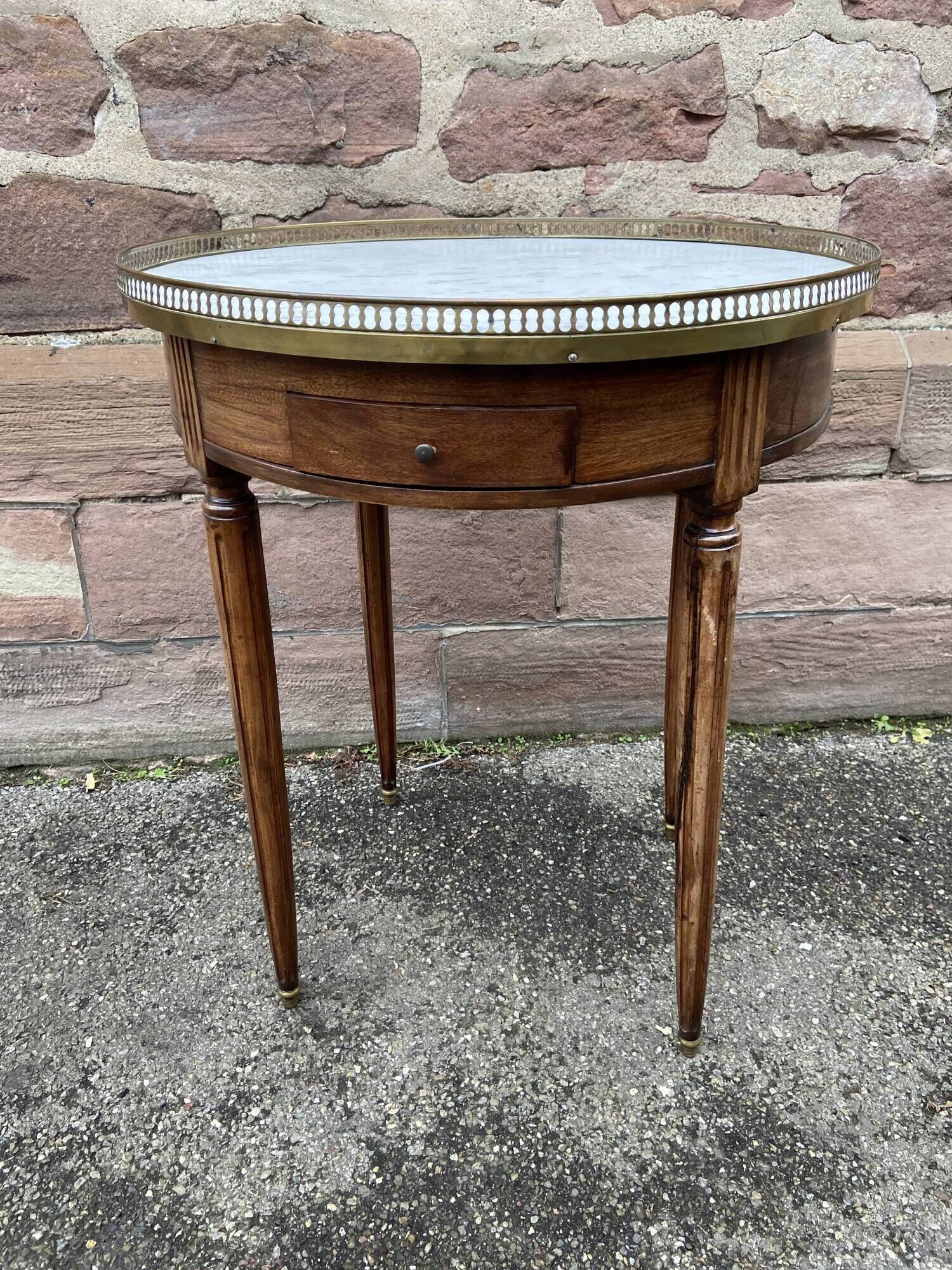 Table basse bouillotte de style Louis XVI en bois des années 1960/70