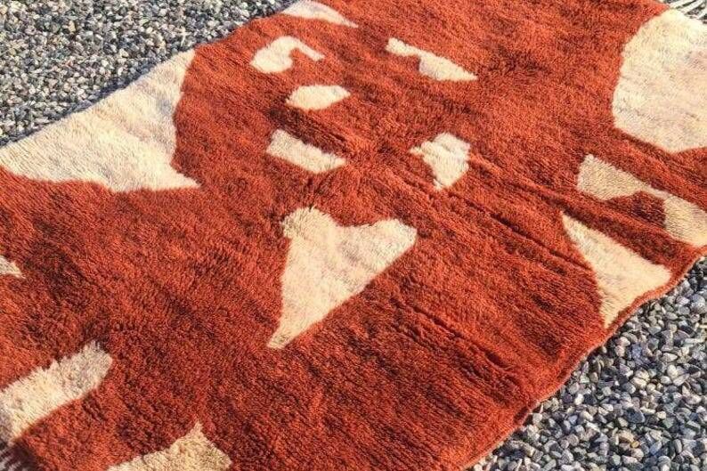 Terracotta and ecru Moroccan Mrirt rug 300x200 cm – abstract pattern