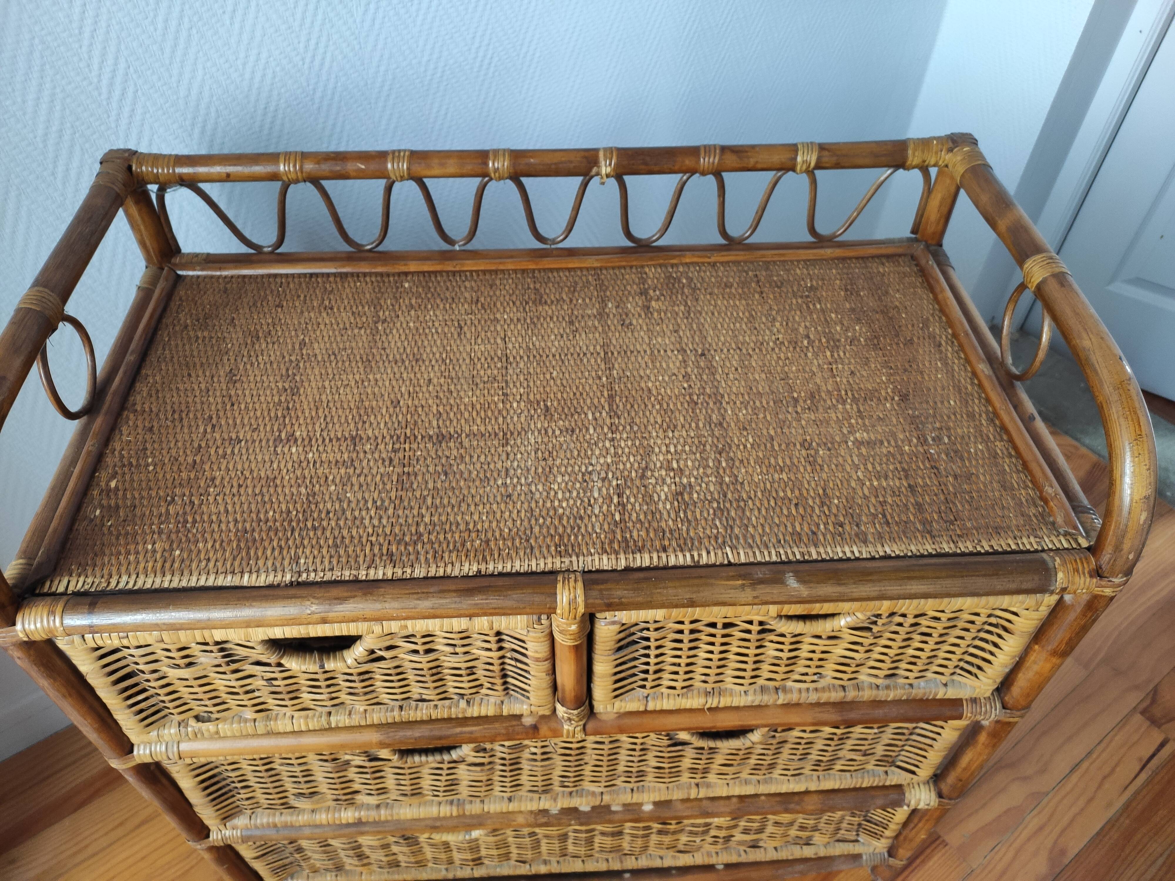 Rattan chest of drawers