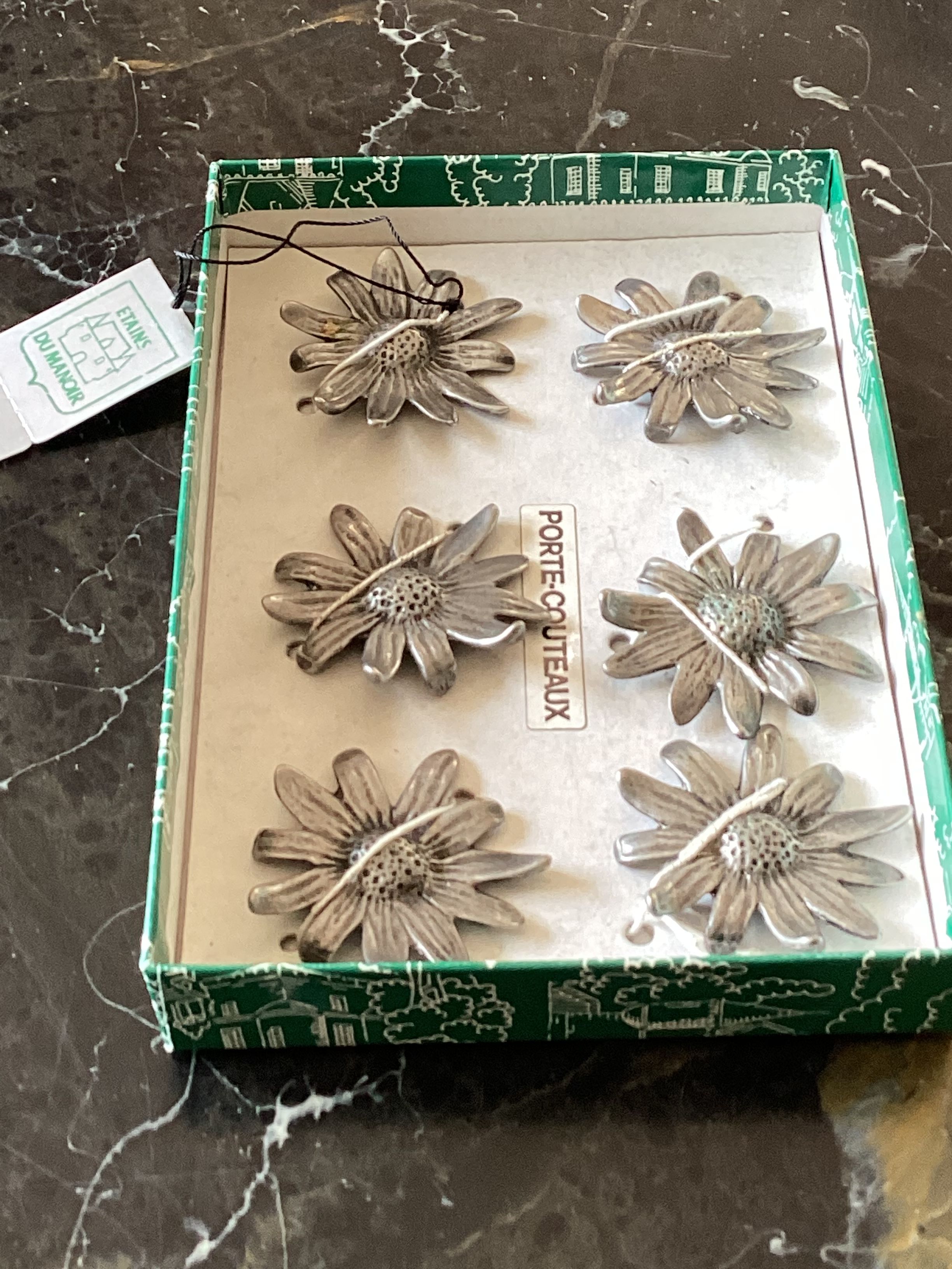 Set of six tin knife holders of the manor