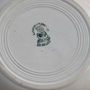 4 mismatched old green ironstone deep plates