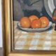 Still life on checked tablecloth, oil on canvas signed N Bonté.
