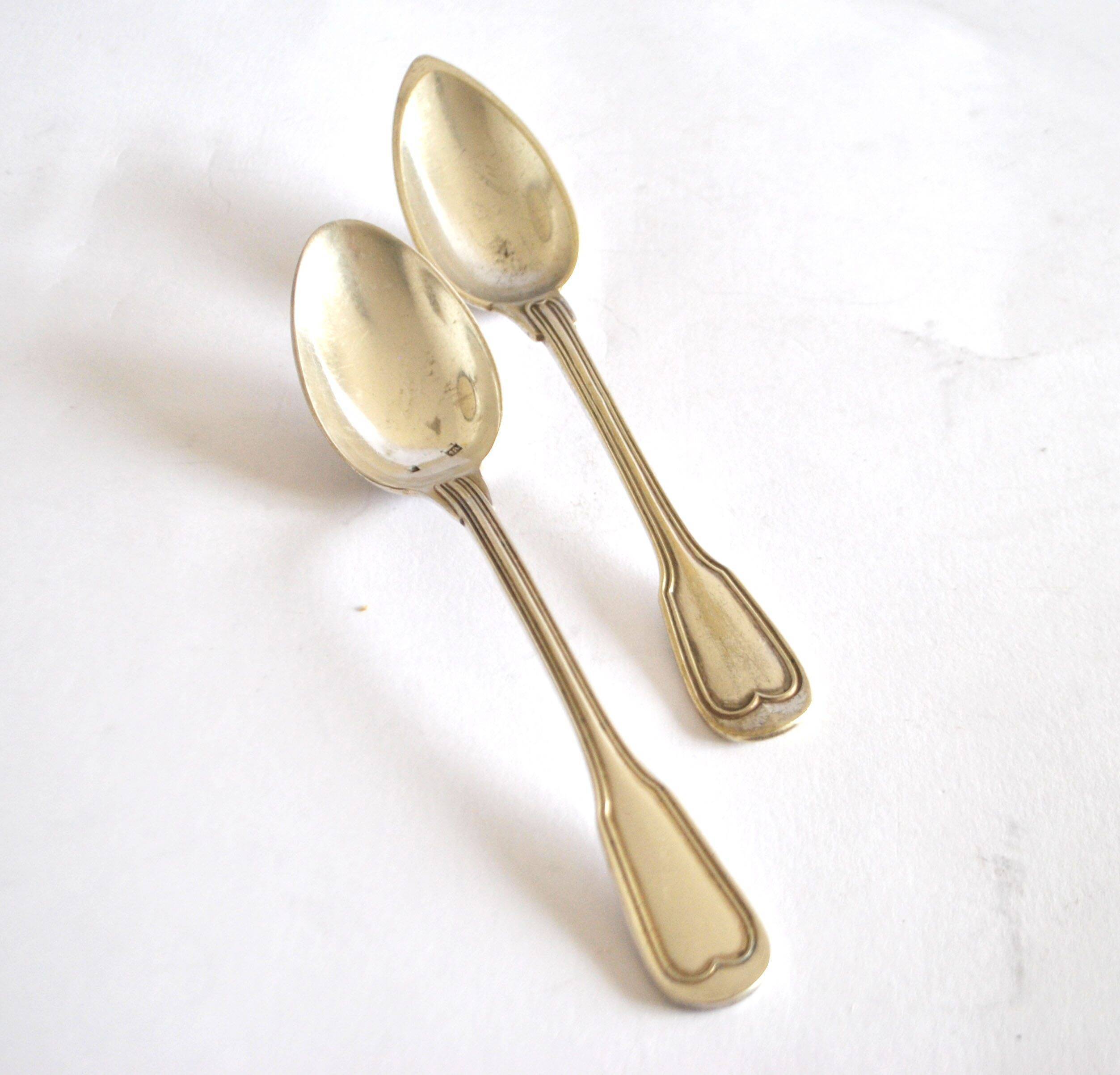 Set of 2 silver-plated dessert spoons in Chinon style, 15 cm.