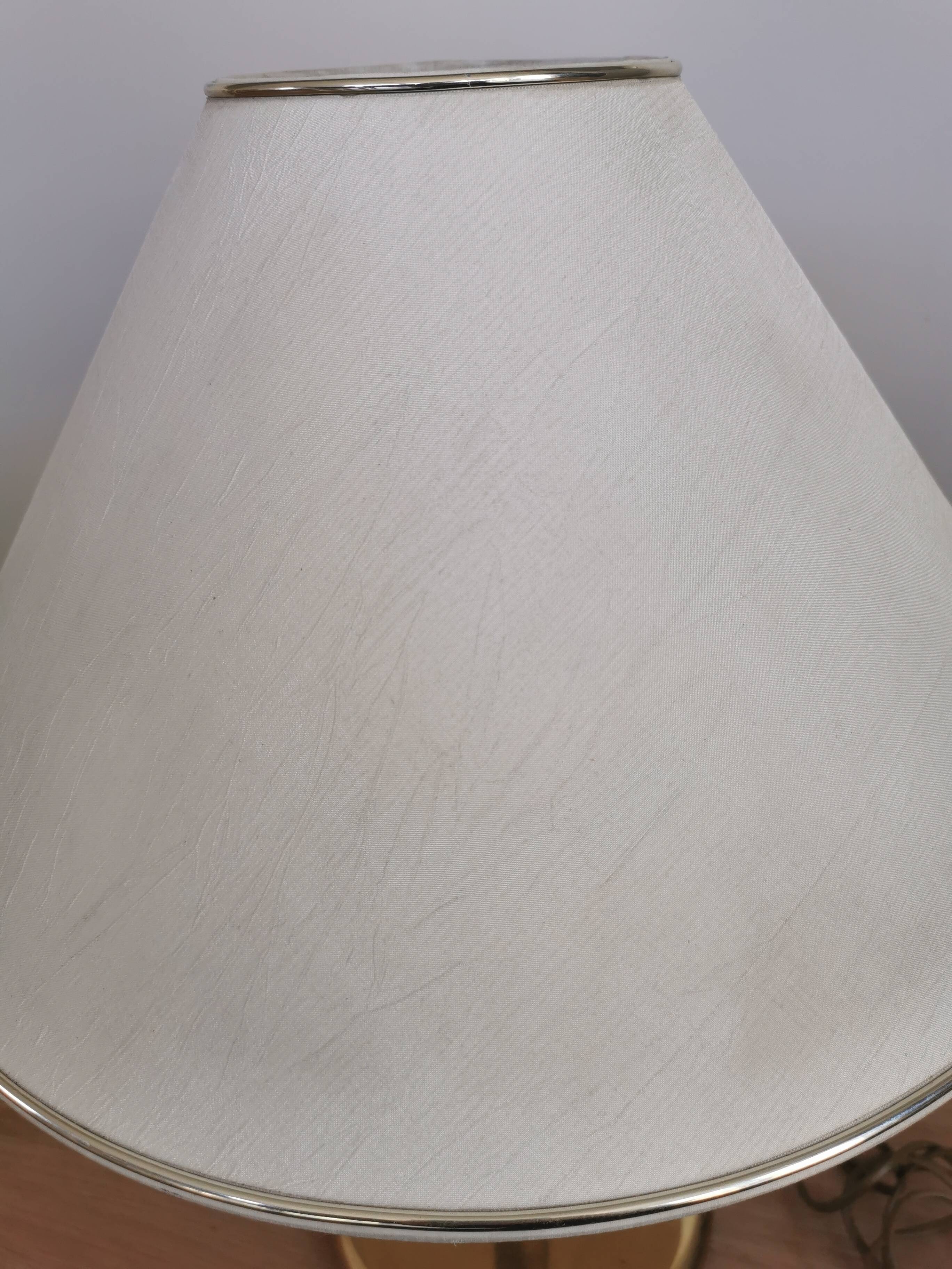 Vintage Brass Table Lamp with Fabric Shade, Mid-Century Bedside Light